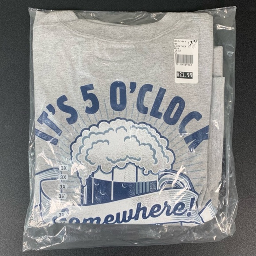 Big Dogs NWT sealed heather gray “Party” short sleeve tee shirt